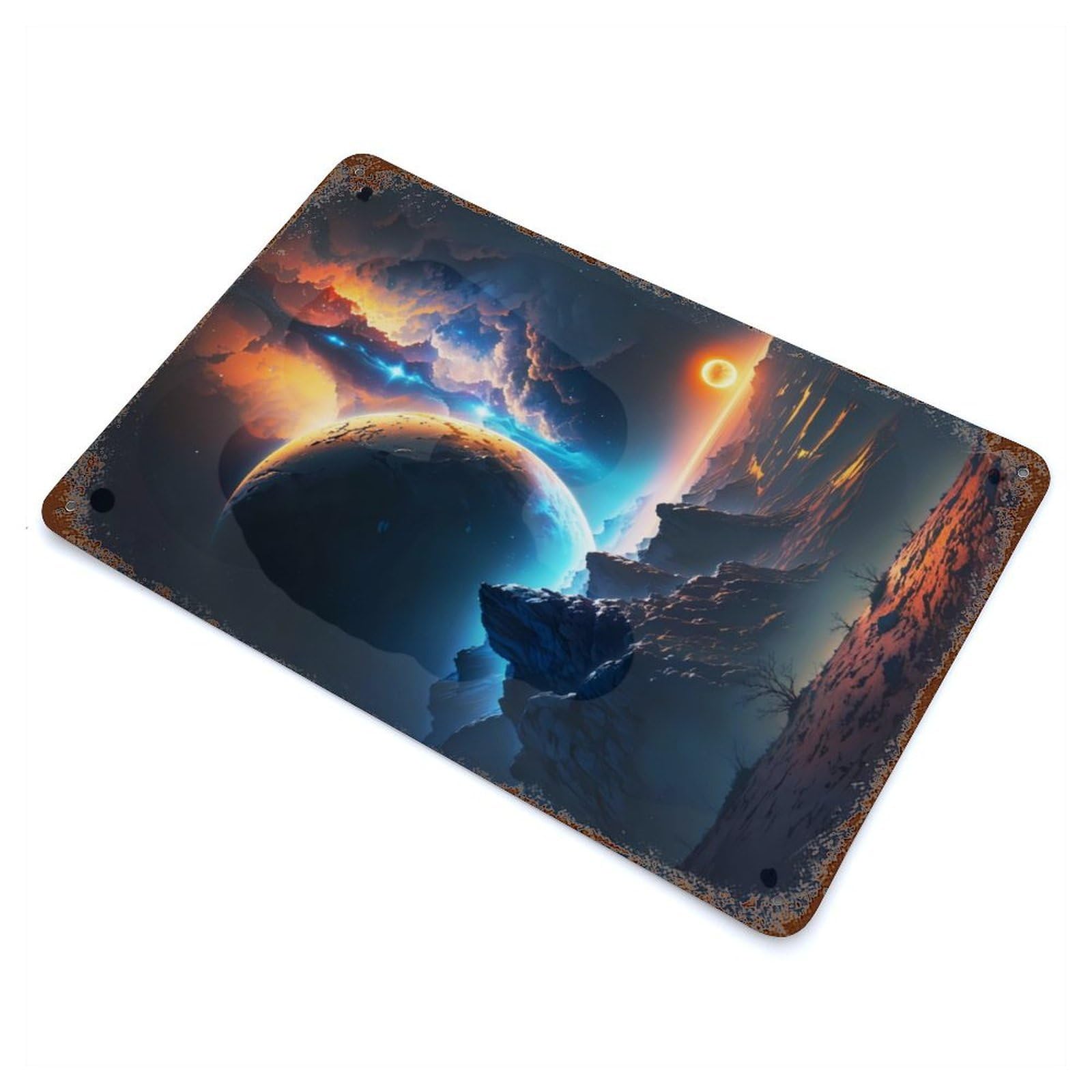 Ethereal Twilight Peaks Rusty Metal Tin Sign 11.8"x7.9", Classic Wall Plaque for Pub, Kitchen And Man Cave Decor