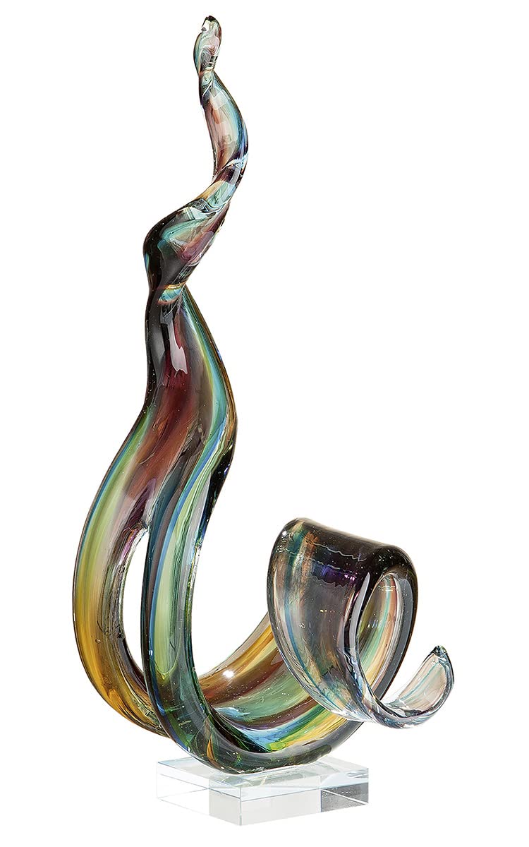 GILDE GLAS art Marea Sculpture Handmade Glass Height 38 cm