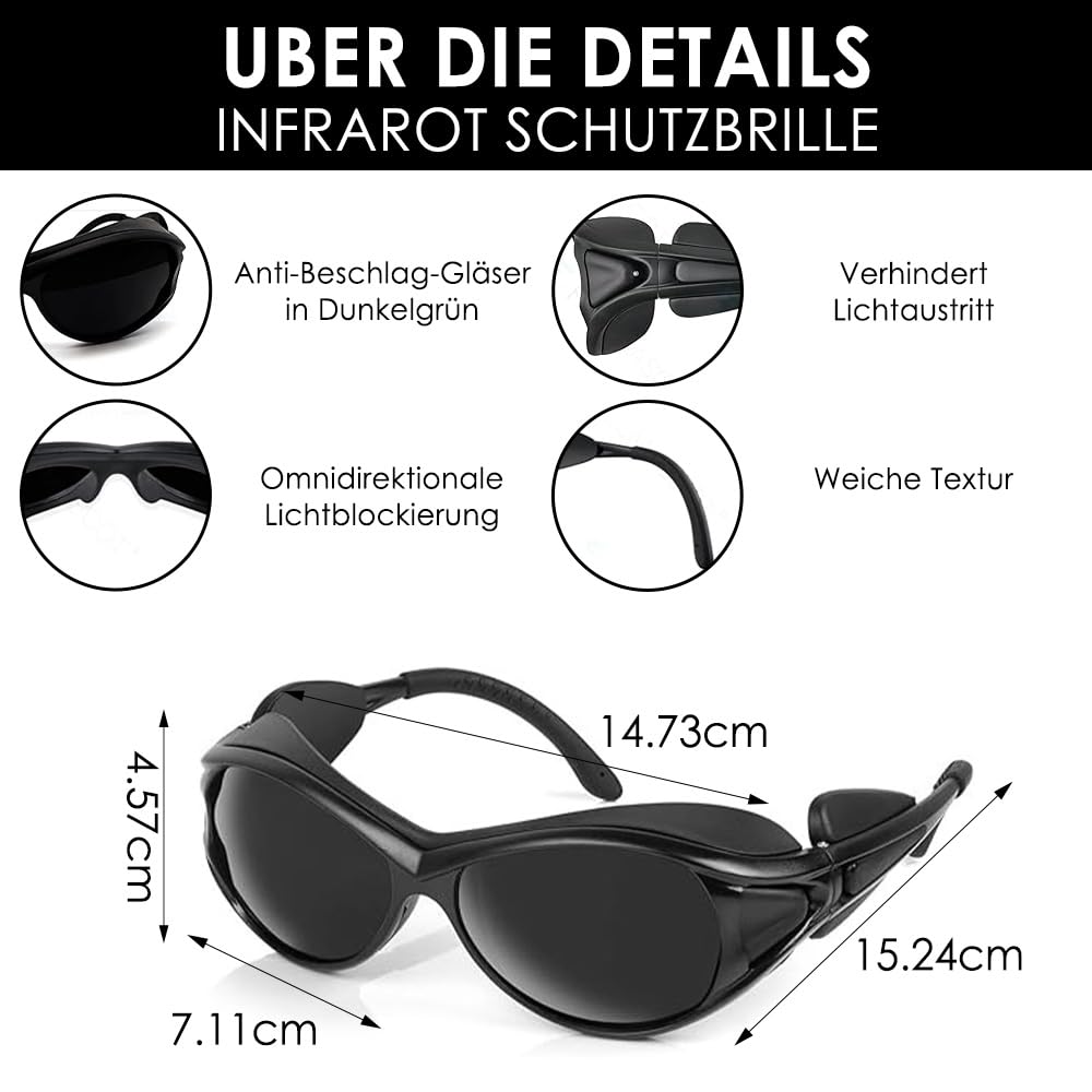 Infrarot Schutzbrille, IPL 200-2000nm UV Schutzbrille, Solarium Brille, Laser schutzbrille für Rotlichttherapie ipl Haarentfernung Laser Kosmetologie Solarium