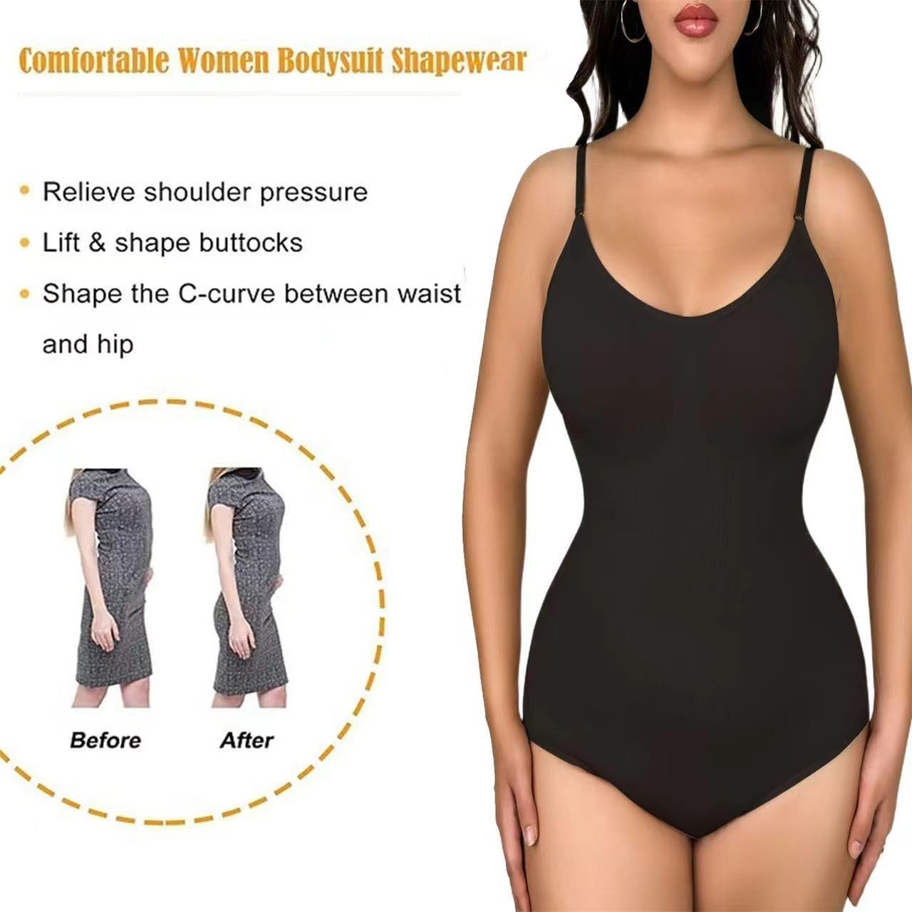 QTANZIQI Body para Mujer, Ropa Moldeadora para Levantamiento de glúteos, Traje de Cuerpo Ajustable sin Costuras, Tops de Talla Grande, Ropa Moldeadora Adelgazante