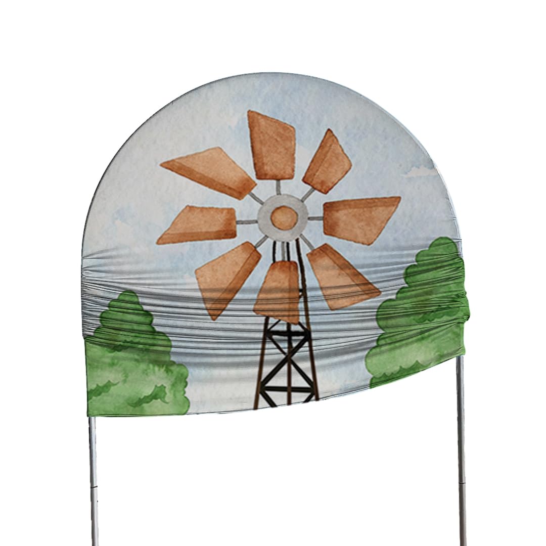 Fienile Farm Windmill Arches Sfondo Copertura per bambini Mucche Compleanno Bomboniere Arch Stand Elastico Tessuto Coperture Baby Shower Party Forniture Tovaglia Decorazioni 0,9 x 1,8 m