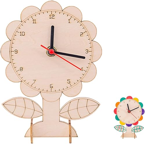 Pica Toys Reloj de escritorio de madera para niños de 5 pulgadas silencioso y sin tictac funciona con pilas proyecto escolar decoración de