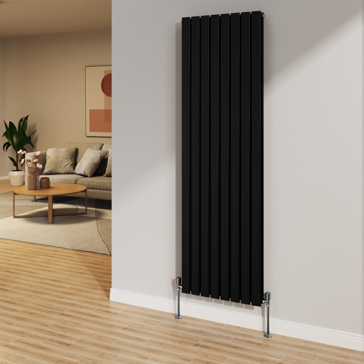 Nrg Black 1800X544mm Radiator Vertical Flat Panel Bathroom Double Radiator