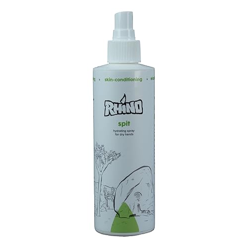 Rhino Skin Solutions Spit, spray de aloe hidratante para escalada en roca para aumentar la fricción en la roca, mejora la piel vidriosa al escalar y