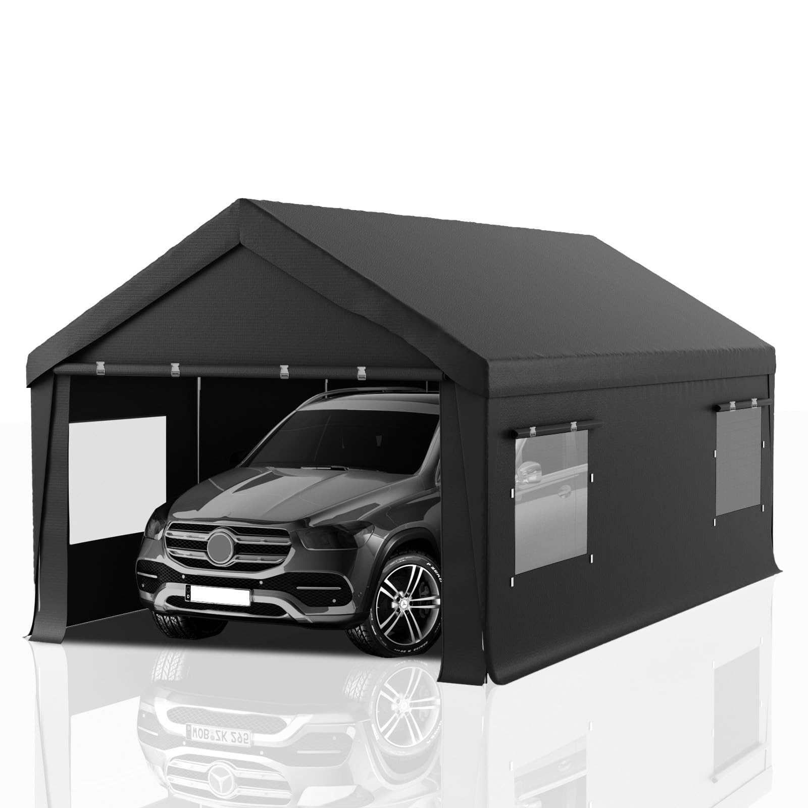 Carport 10x20 Heavy Duty Portable Garage,Carport Canopy with Roll-Up Windows & Doors,Portable Garages and Shelters with Removable Sidewalls,Car Tent Garage with All-Season Tarp for Truck Tractor Bike