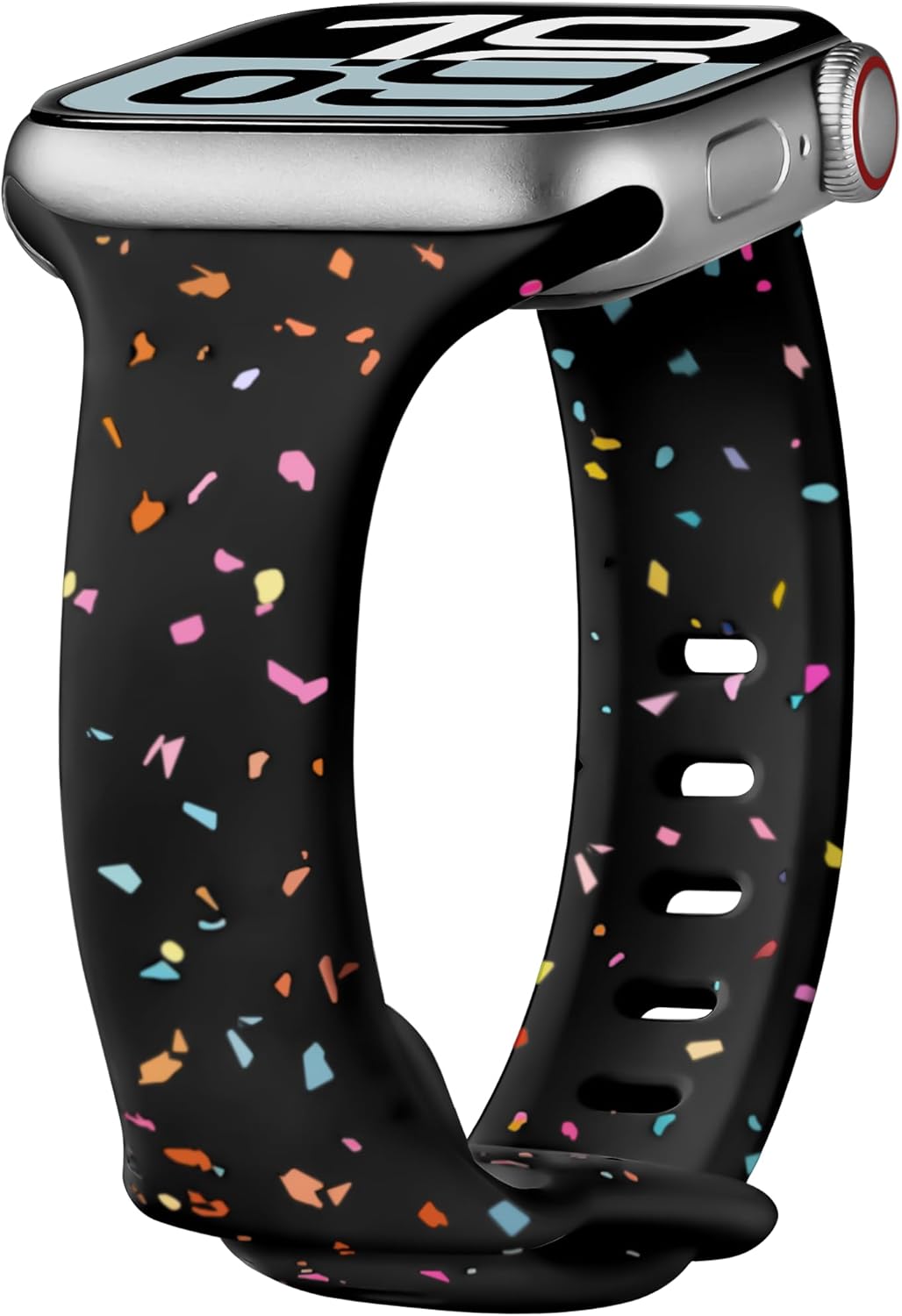 Thin Sport Silicone Band for Apple Watch Bands for Women 46mm 45mm 44mm 49mm 42mm-S3, Waterproof Recycled Plastic iWatch Bands for Apple Watch Series 10 Band 9 SE 8 7 6 5 4 3 2 Ultra, Black