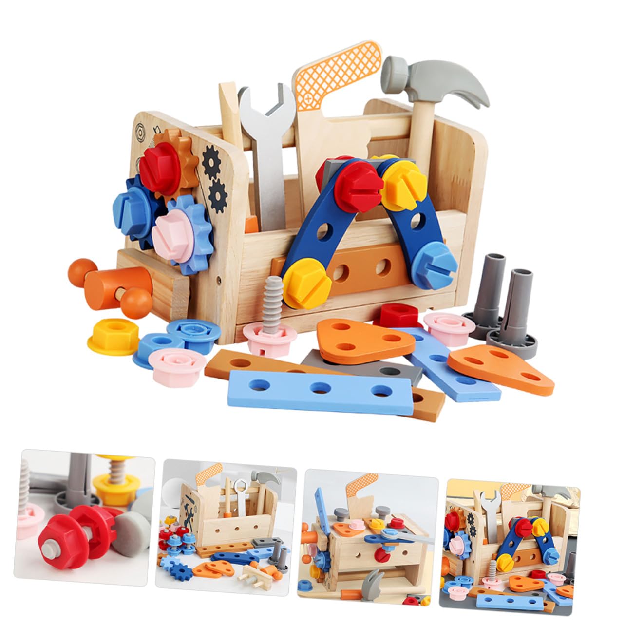 Herramientas de Madera para Set Educativo y Didáctico con Caja Portátil Juguetes de Bricolaje Seguros y Duraderos para Desarrollar Habilidades Manuales y Cognitivas y Niñas
