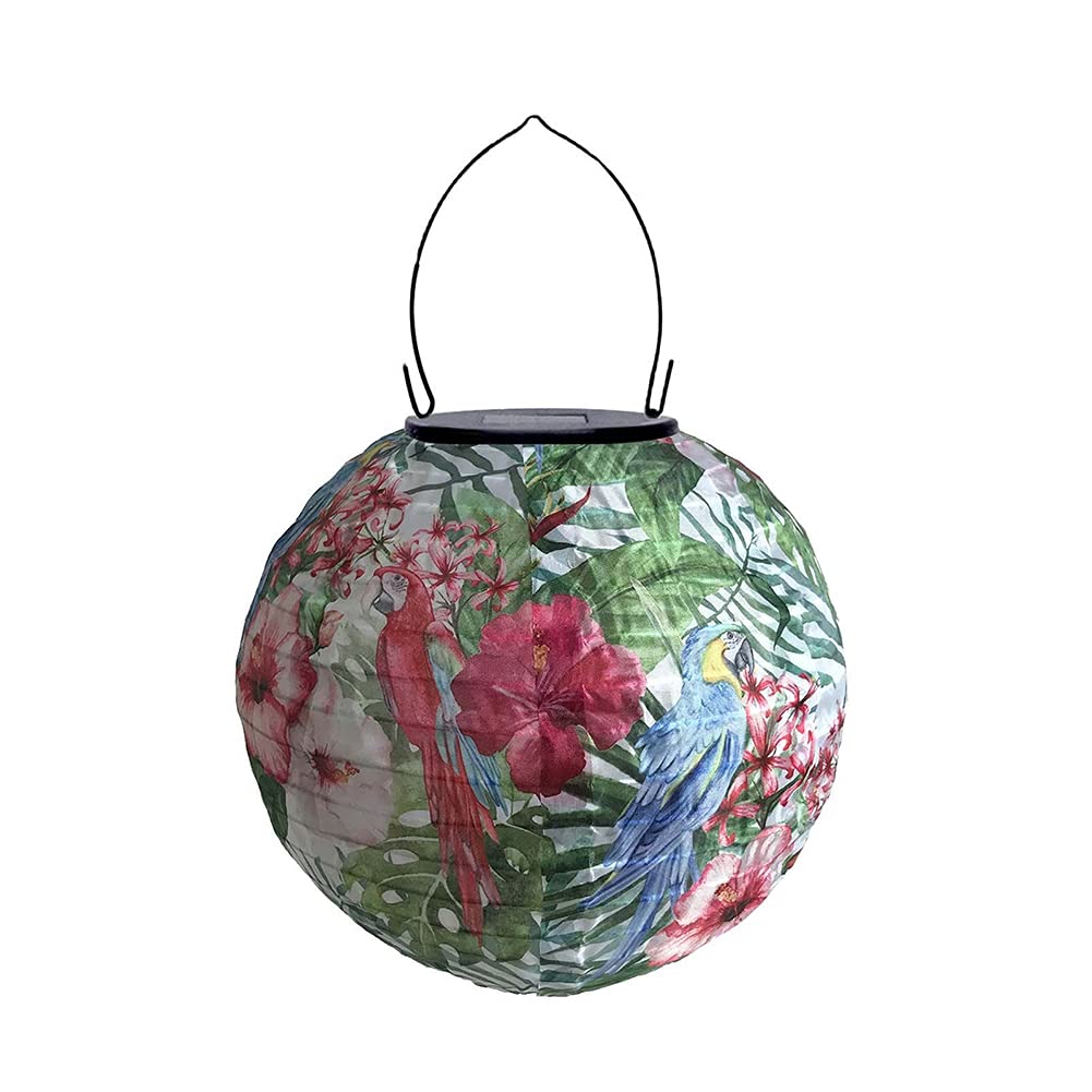 Uposao LED Solar Lantern Outdoor Solar Lantern Round Lampshade Nylon Cloth Waterproof Hang Type Garden Lantern Wedding Church Party Decoration