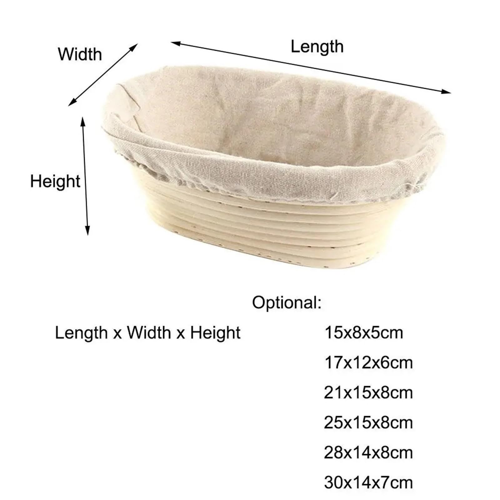 Cesta de masa madre fermentación mimbre, cestas prueba tejidas Banneton ovaladas, pan Dougn Para Pan(21x15x8cm)