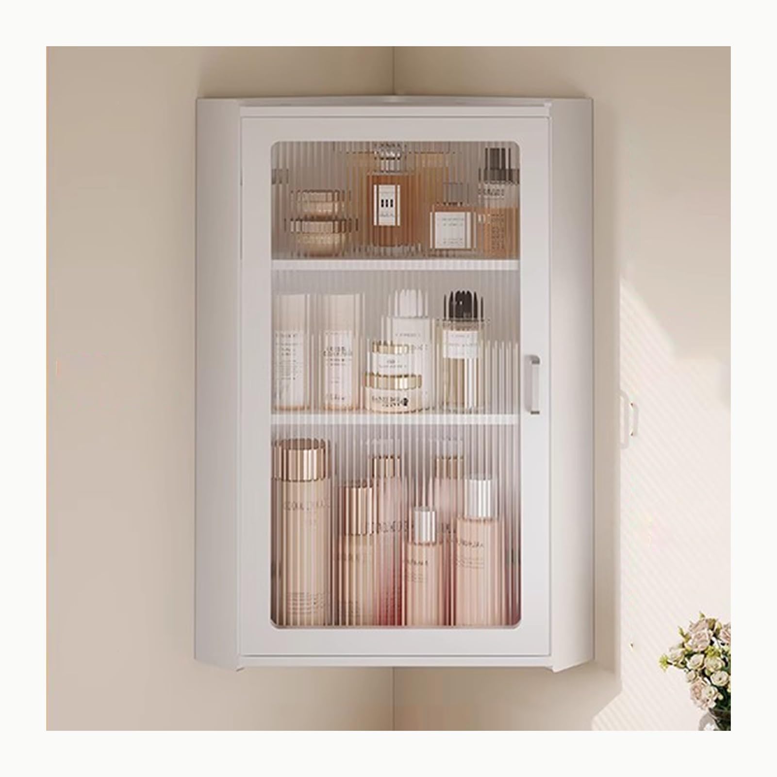 Armadietto da bagno a parete, bianco, 35 x 35 x 70 cm, salvaspazio, con divisori e armadietti per cosmetici, piano di lavoro, design moderno