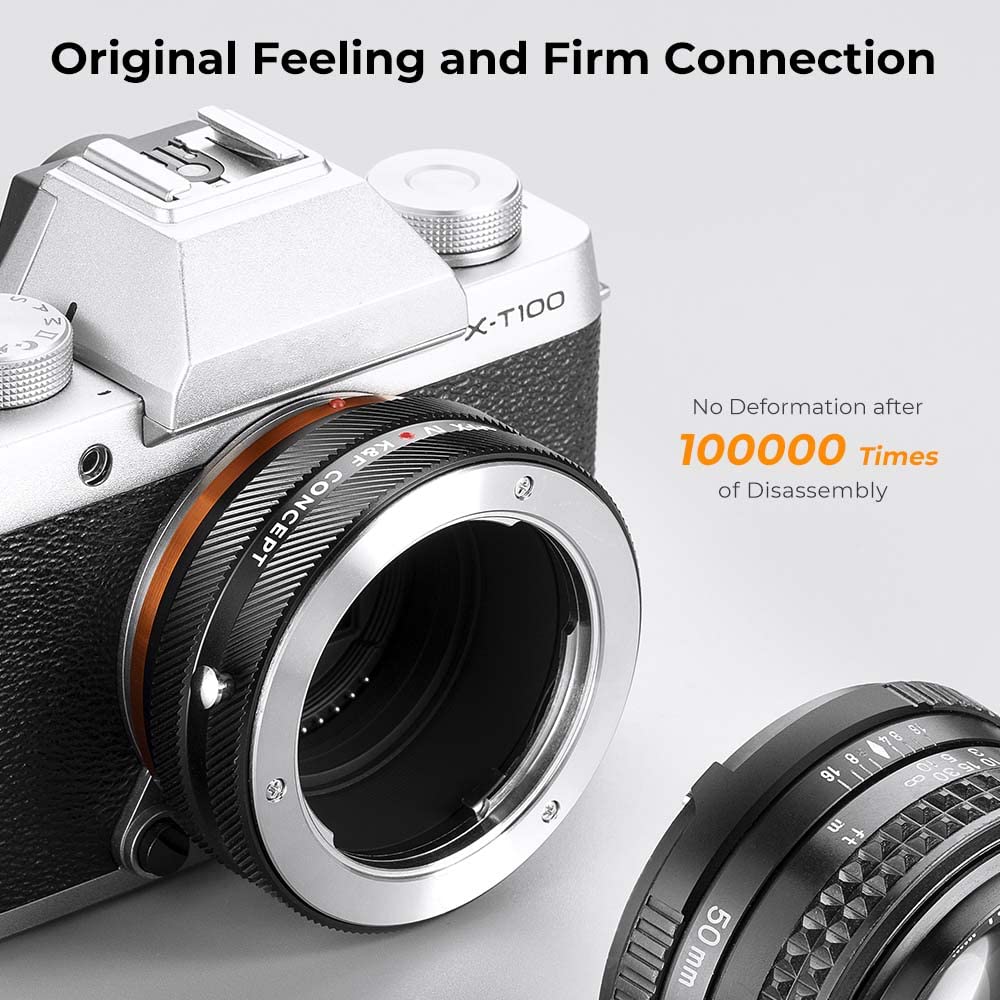 K&F CONCEPT MD-FX IV PRO Objektivadapter mit Blendenring, kompatibel mit Objektiven der Minolta MD-Serie an Fujifilm Fuji X-Series X FX-Mount-Kameras mit Mattlack-Design