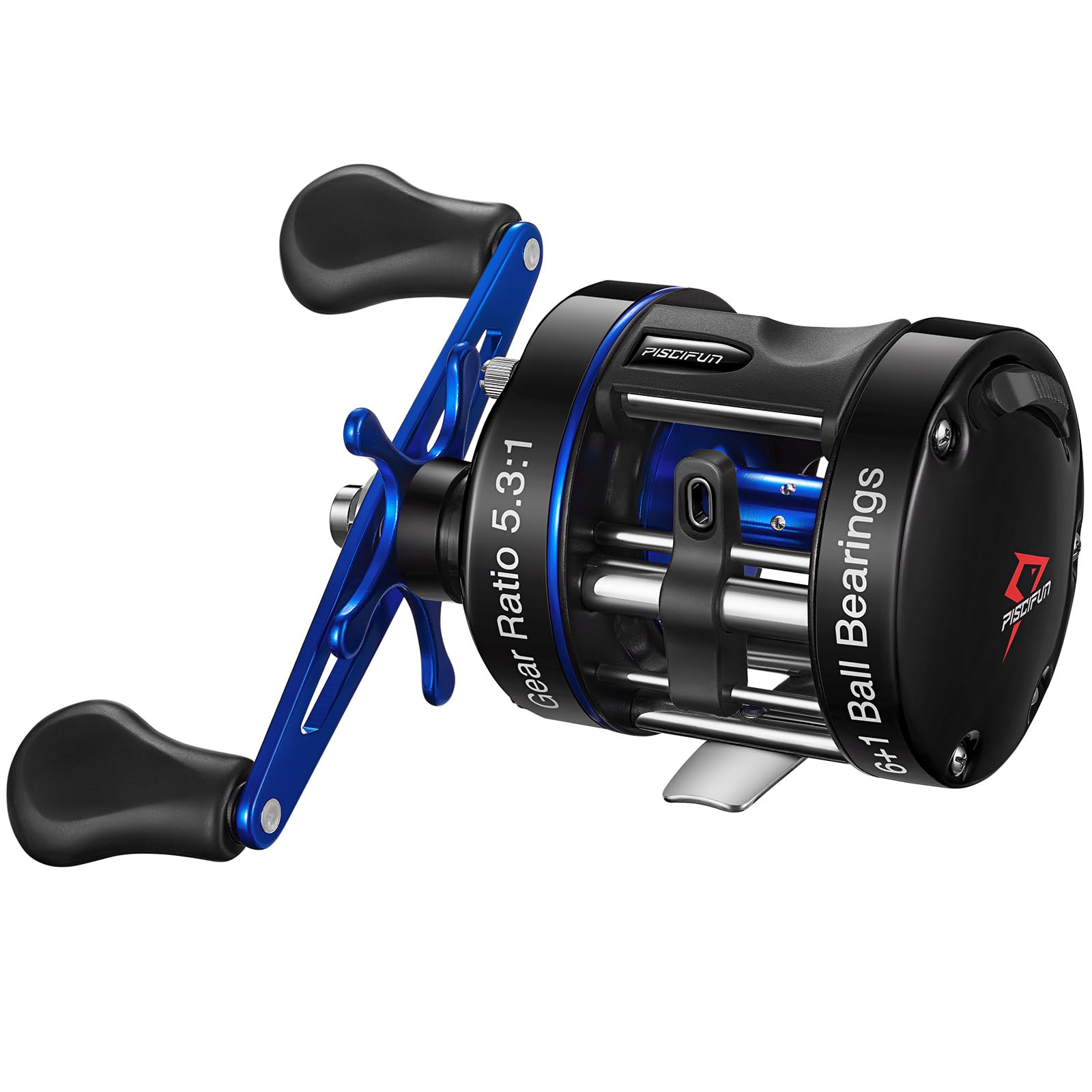 Piscifun Chaos XS Baitcasting Fishing Reel, Reinforced Metal Body Round Baitcaster Reel, Smooth Powerful Saltwater Inshore Surf Trolling Reel, Conventional Reel for Catfish, Musky, Bass, Pike