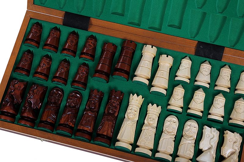 Sunrise Chess & Games - Grande set da scacchi in legno Clockboard 60 x 60 cm - Scacchiera intarsiata con pezzi intagliati in legno di tiglio