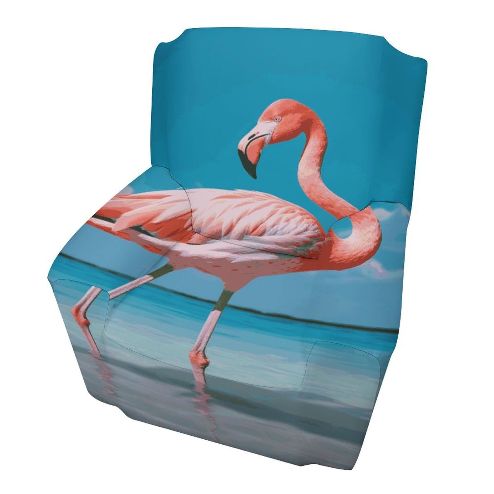 Fodpand Style Flamingo In Water Sofa Cover Soft 1 Seater Sofa Slipcover For Pets Washable,Couch Cover With Elastic Straps Furniture Protector