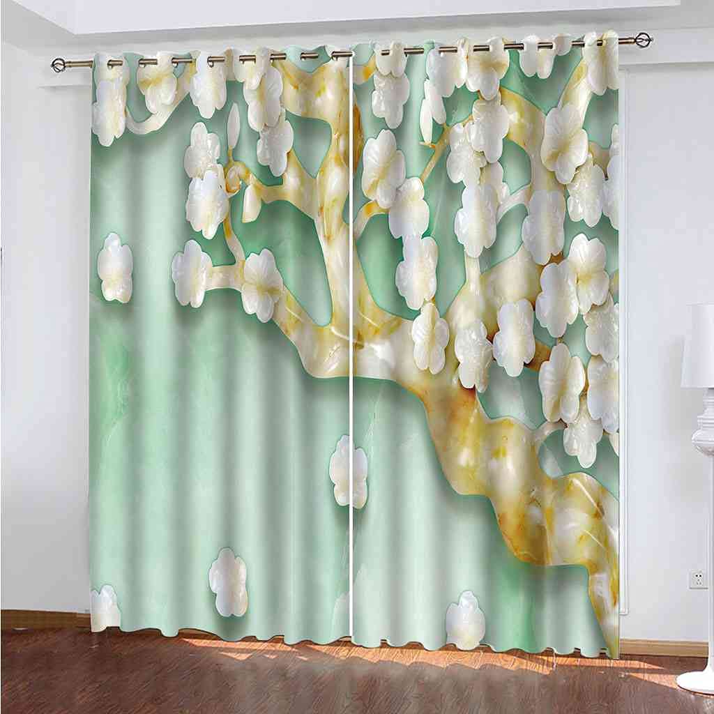 Rideaux occultants 3D isolant thermique phonique 140x160 cm motif fleurs