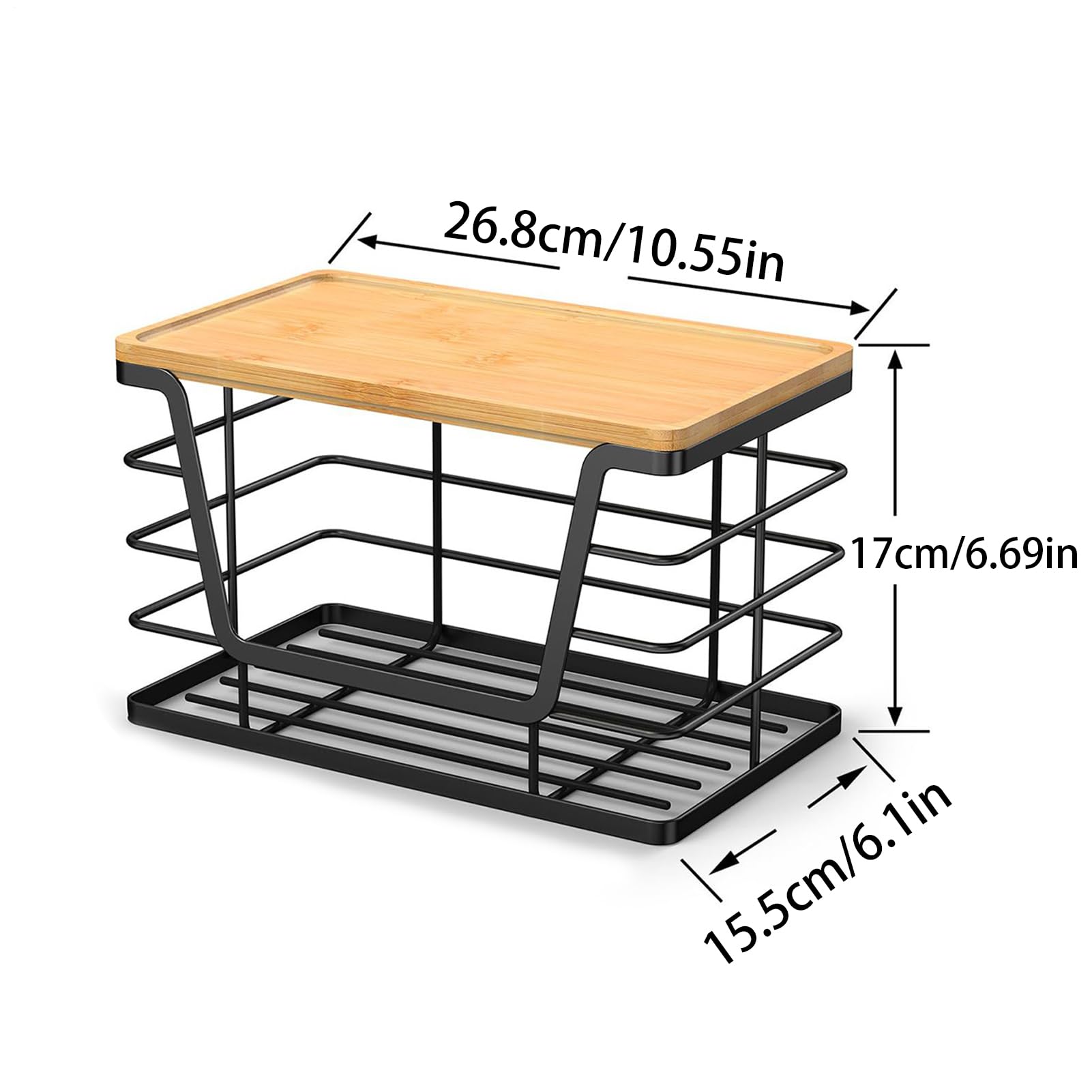 Dispensador de Bolsas de Papelera,Organizador de Pared con Bandeja de Madera | Organizador de Pared Apilable para Cocina Baño Lavadero Armario Balcón