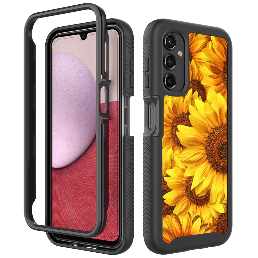 Case for Samsung Galaxy A14 5G Phone Case 2 in 1 Samsung A14 Case Sunflower Galaxy A14 4G LTE Cases Dual Layer Shock Slim Protective Covers for A14