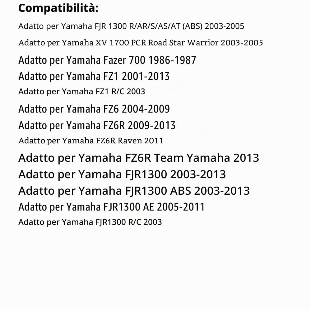 Poggiapiedi anteriori per moto, compatibile con Yamaha TDM 900, XJ 900 S, YZF 1000 R1, BT 1100, FJR 1300, XV 1700, compatibile con Fazer 700, FZ1, FZ6, FZ6R, FJR1300