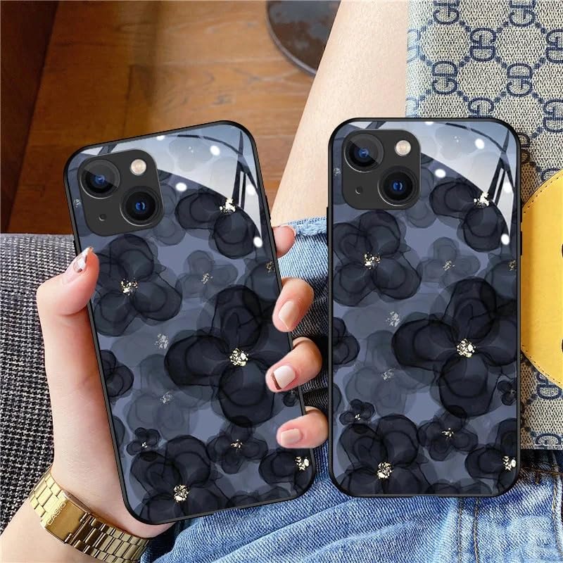 墨 花柄装飾 専用ケース付き Amazon.co.jp: LUMIDIA iPhone12promax用 ケース 墨絵風 花柄 ネイビー