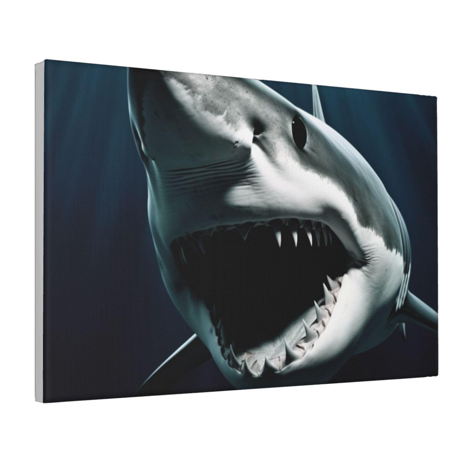 Framed Wall Art for Living Room Art Work, Shark Picture Prints Modern Office Wall Paintings Poster Aesthetic Wall Decorations for Home Decor Ready To Hang 8"x12"