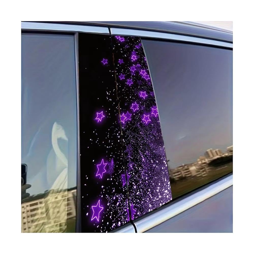 Decorative Items 2pcs Car Center Column Decal Glowing Stars Glossy Material Protective Film