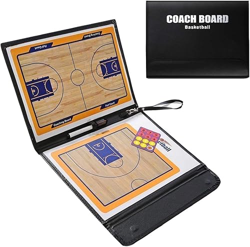 Haploon - Juego de portapapeles de tácticas de baloncesto para entrenadores, tablero de entrenador de estrategia portátil, cubierta de piel