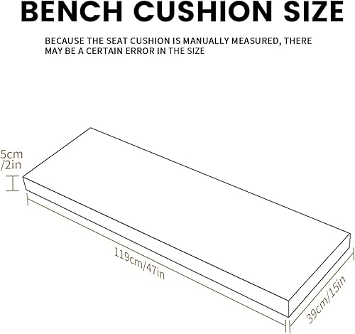 Miniatura 6 de ROFIELTY Cojín de banco de 47 pulgadas, cojines de banco duraderos para muebles de interior, cojines de asiento antideslizantes para ventana de