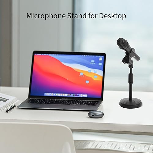 Miniatura 3 de Soporte de micrófono de escritorio, soporte de micrófono de mesa ajustable mejorado con clip de micrófono compatible con micrófono de diámetro