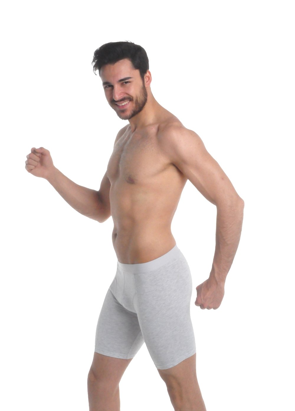 Elegance1234 Men's Grey `S Active-Wear Soft Cotton Extra Long Leg Boxers (Ref:1150)(Large, )