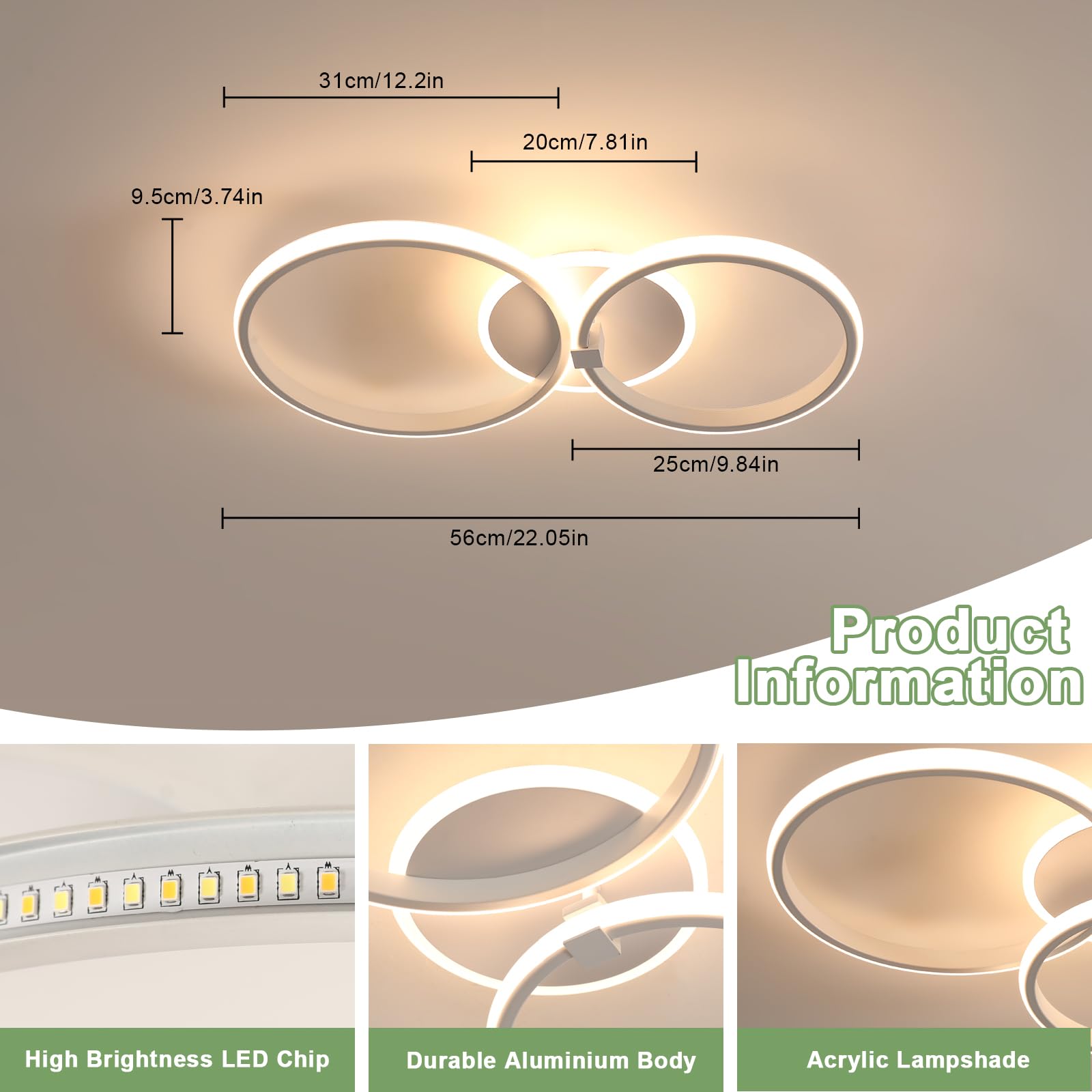 Comely Plafoniera LED Dimmerabile 42W 4700LM con Telecomando 3000K-6500K, Rotonda Bianca Lampada da Soffitto Moderna per Cucina Soggiorno Corridoio