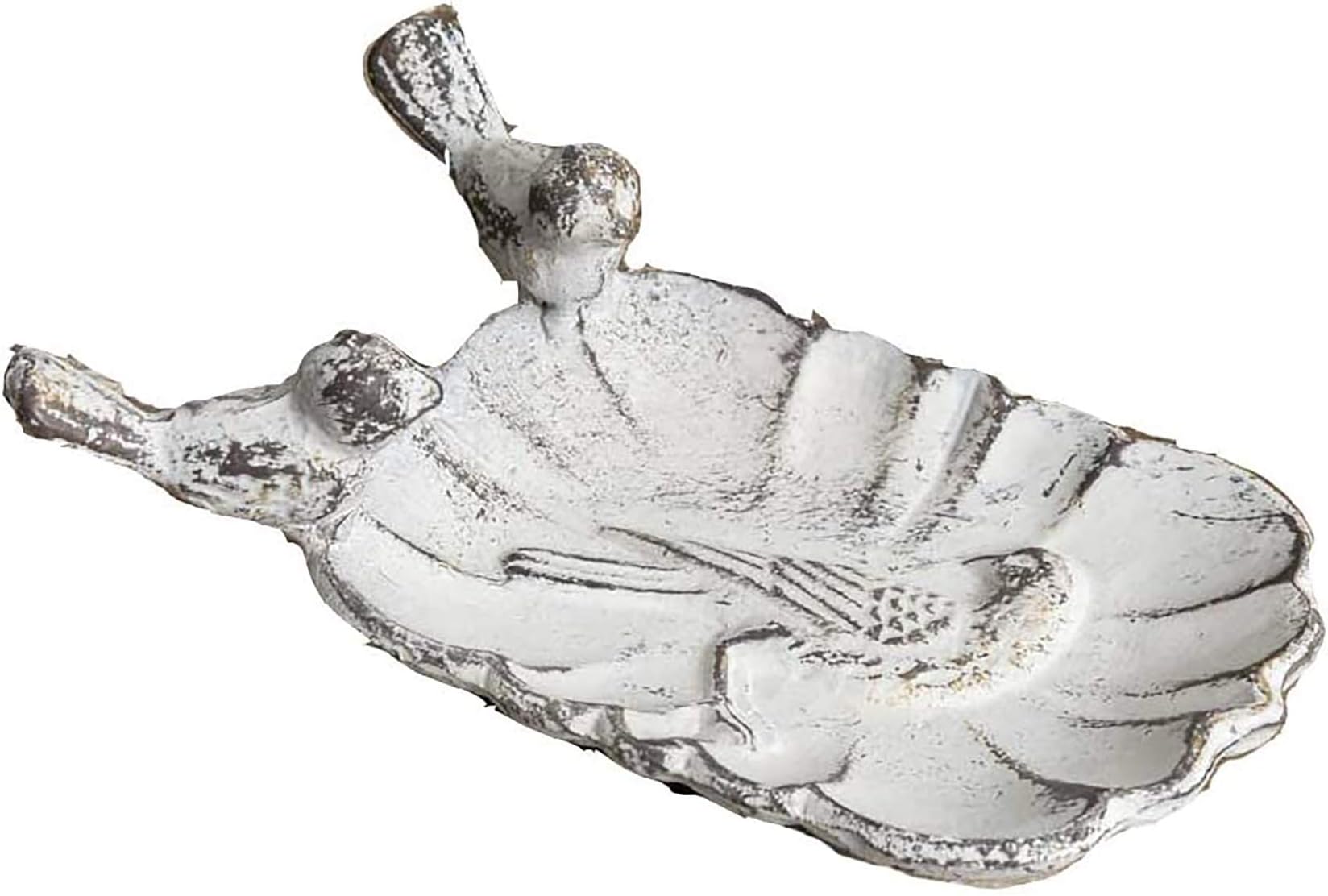 Bird's Nest Gifts and Antiques Soap Dish White Wren Style Cast Iron with Whitewash Effect