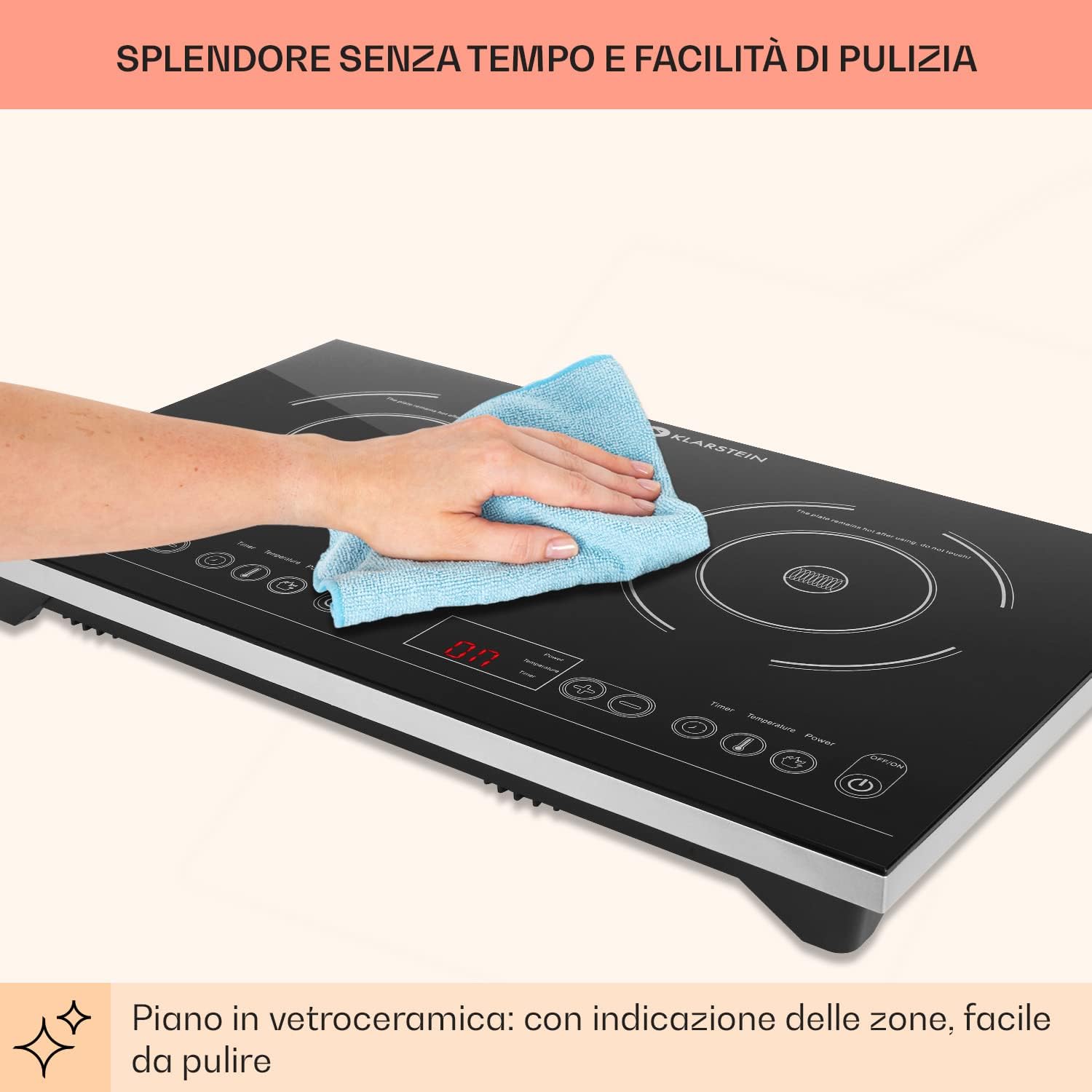 Klarstein VariCook XL - Fornello ad Induzione, Piano Cottura a 2 Piaste, Temperatura da 60 a 240°C, 3100W, Per Pentole con Diametro tra 12 e 26 cm, 10 Livelli di Potenza, Colore Nero Klarstein VariCook XL - Fornello ad Induzione, Piano Cottura a 2 Piaste, Temperatura da 60 a 240°C, 3100W, Per Pentole con Diametro tra 12 e 26 cm, 10 Livelli di Potenza, Colore Nero