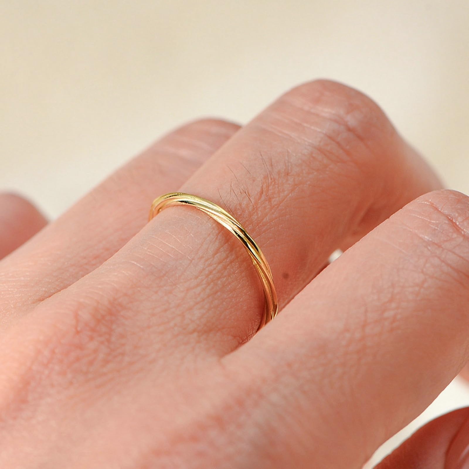 Anillos de promesa de oro amarillo de 9 K 14 K 18 K para ella, anillos de promesa trenzados para ella