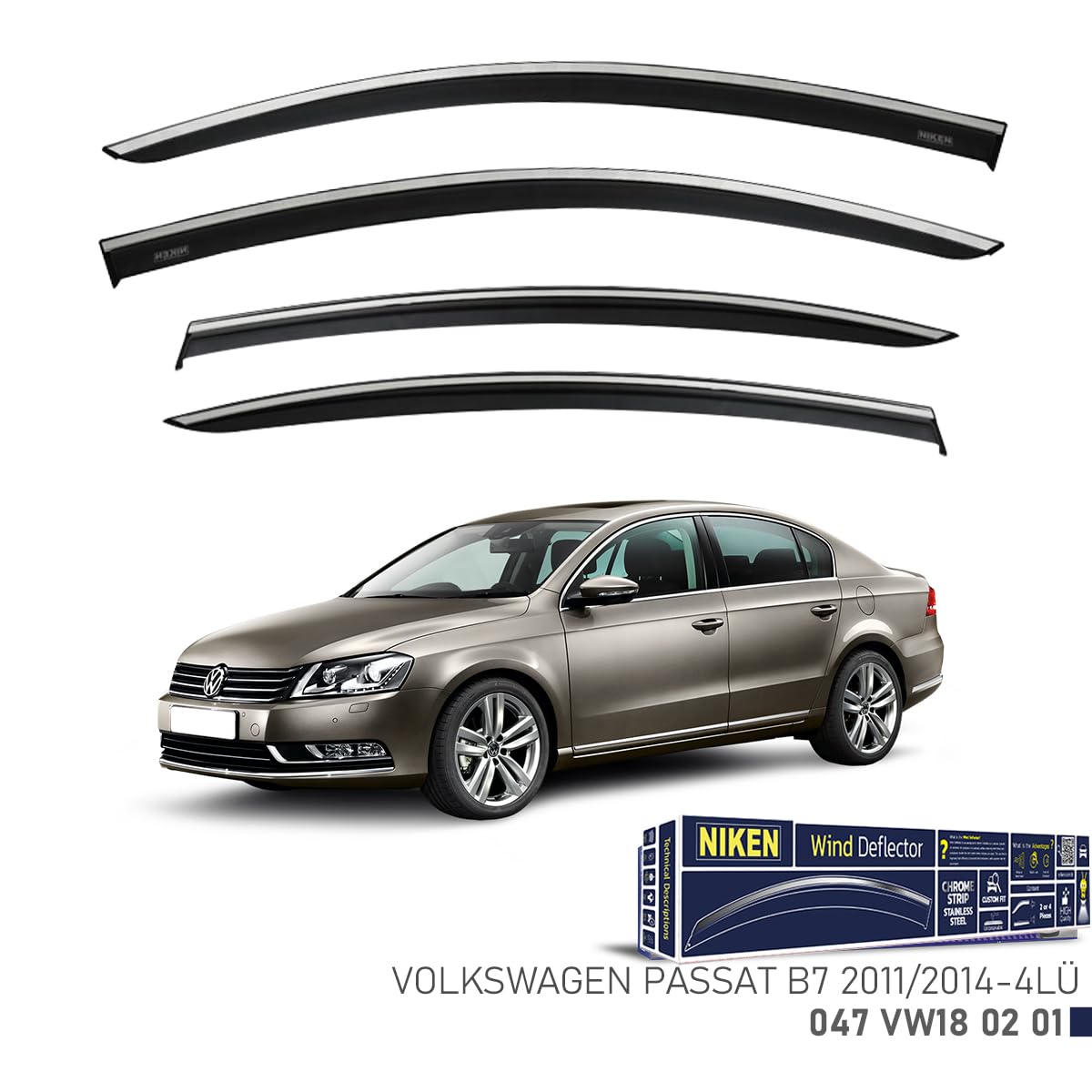 NIKEN Kromlu Cam Rüzgarliği Vw Passat B7 2011-2014- 4Lü NKN 047 VW18 02 01