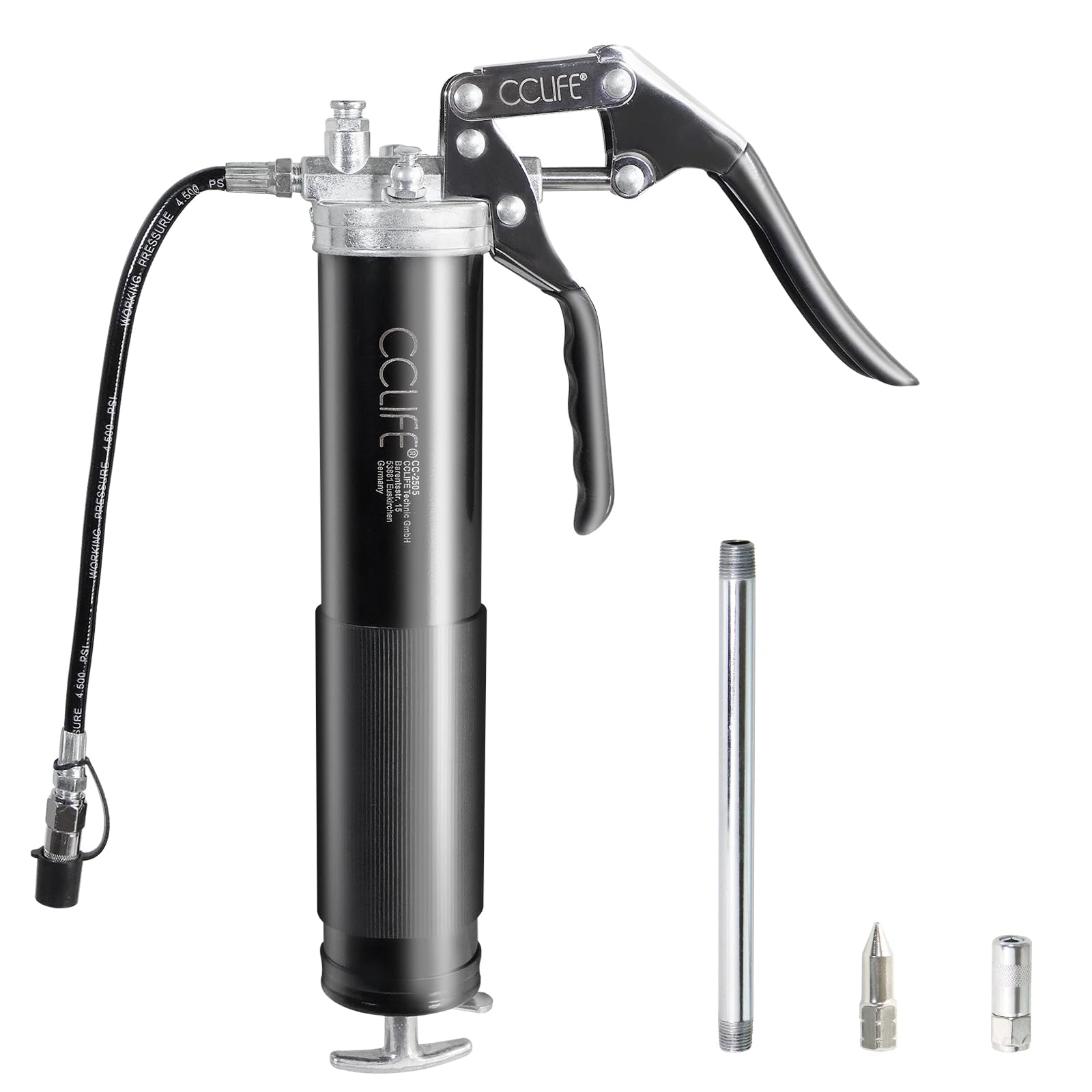 CCLIFE Single-Handed Grease Gun 6000 PSI Pistol Grip Lubrication
