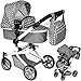 Produktbild Bayer Chic 2000 Puppenwagen Mika 2in1 Sternchen mit Wickeltasche (Grau-Weiß)