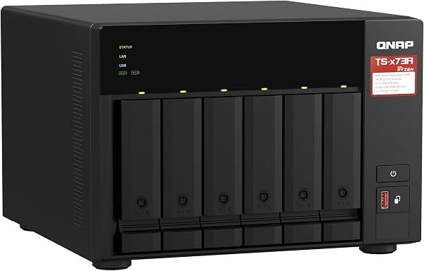 QNAP TS-x73A-8G + QSW-1105-5T bundle: AMD Ryzen 2.2 GHz quad-core 2.5GbE NAS with M.2 NVMe SSD support and PCIe expansion for 10GbE, paired with a 2.5G switch (TS-673A-SW5T) - 2