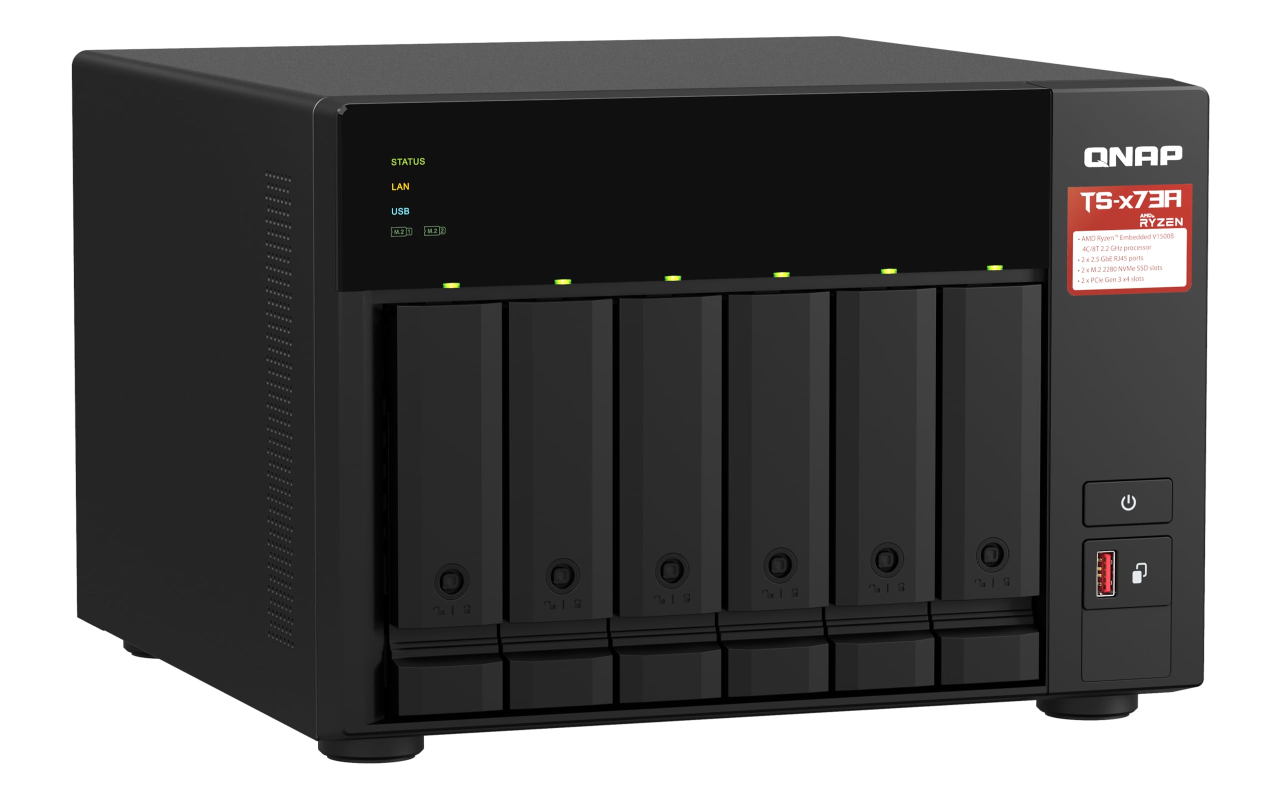 QNAP TS-673A NAS Tower Ethernet LAN Anthracite V1500B - Risparmia Spazio per il tuo Home Office - Dettaglio