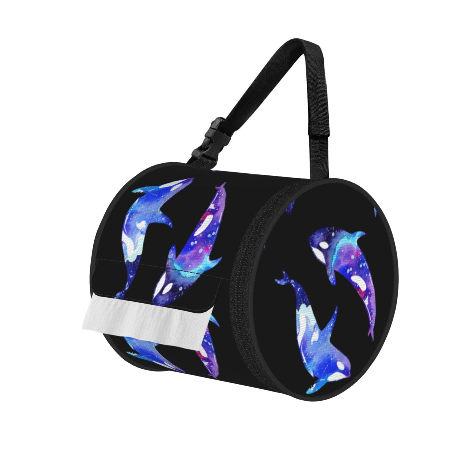 Orca Killer Whale Printed Hanging Tissue Organizer, Smooth Zipper Oxford Cloth Roll Holder for RV Bathroom Desk