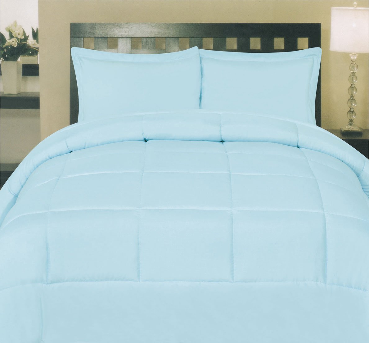 Sweet Home Collection Luxury 5 Piece Bed-In-A-Bag Solid Color Comforter and Sheet Set, King, Aqua