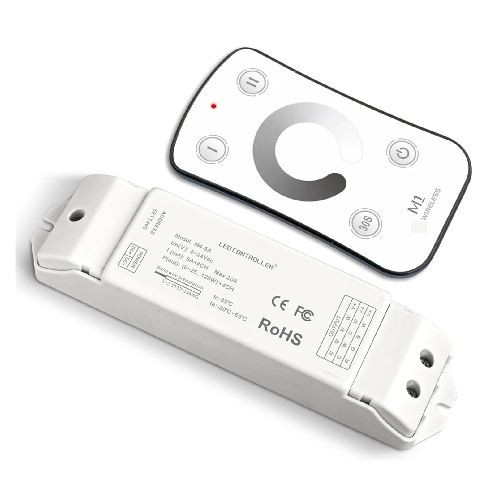 LED monochrome light with dimmer DC 12V 24V 5A 4 channels 240W 5050 2835 light with PWM signal controller with 4-button remote control