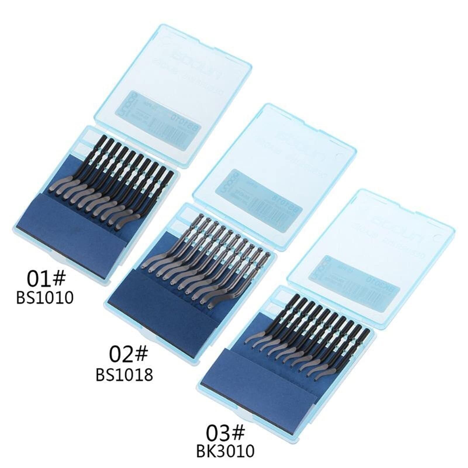 10-tlg Stahl Entgratklingen Set BS1010 BS1018 BK3010 45°