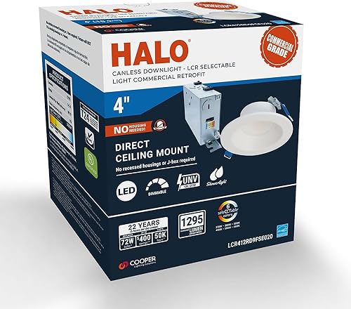 Miniatura 2 de HALO LCR4 - Luz empotrable LED integrada CCT de 4 pulgadas de color blanco suave con módulo de reequipamiento de montaje en superficie redonda