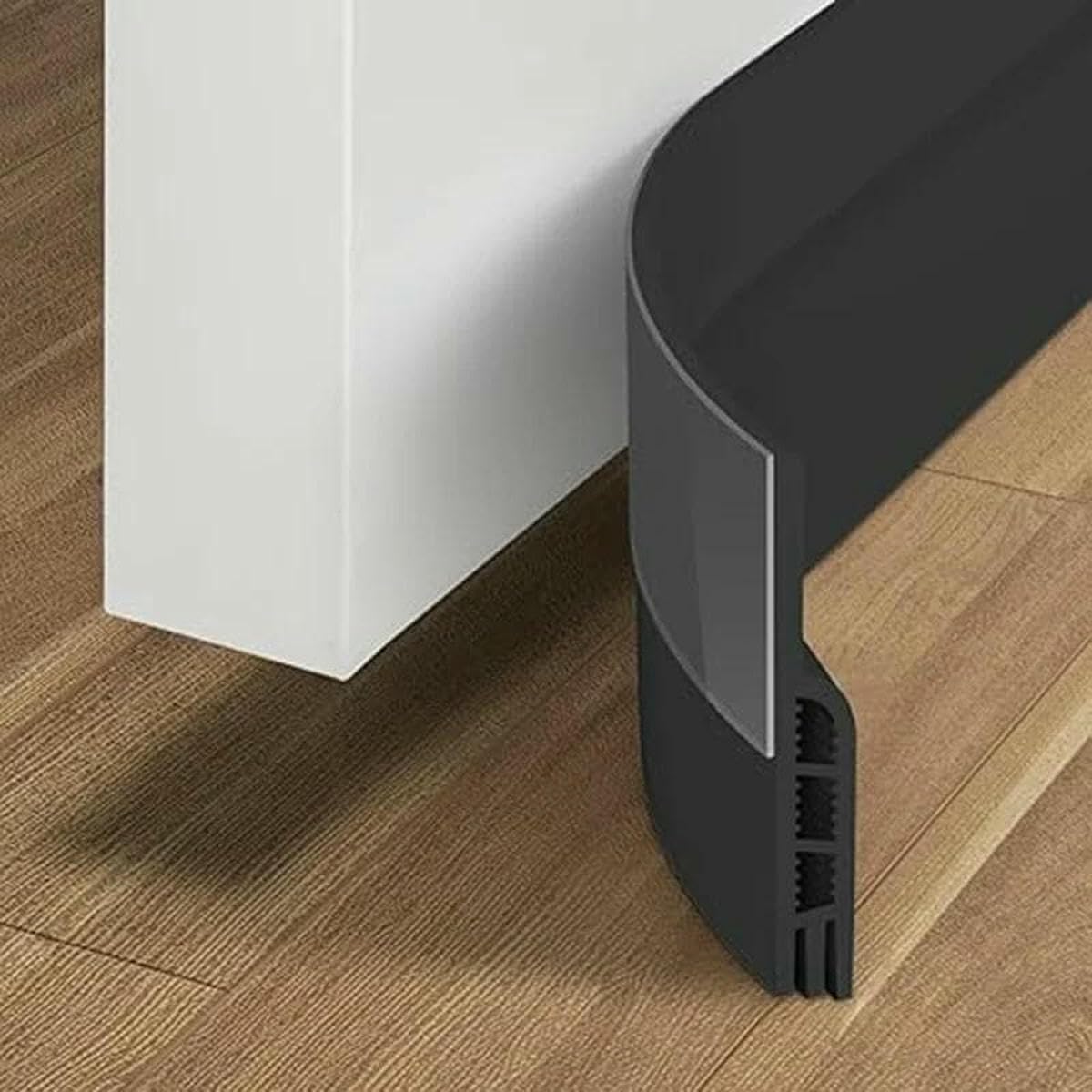 Yfshc Black Door Draft Stopper Under Door Draft Blocker Insulator Door Sweep Weather Stripping Noise Stopper Strong Adhesive