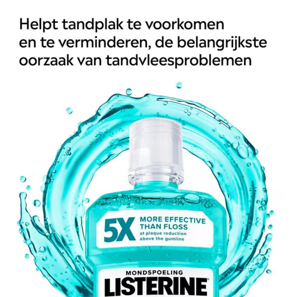 Listerine Cool Mint Extra Milde Smak, płyn do płukania ust bez alkoholu z olejkami eterycznymi, pomaga w usuwaniu bakterii i zapewnia długotrwały świeży oddech, 6 x 500 ml