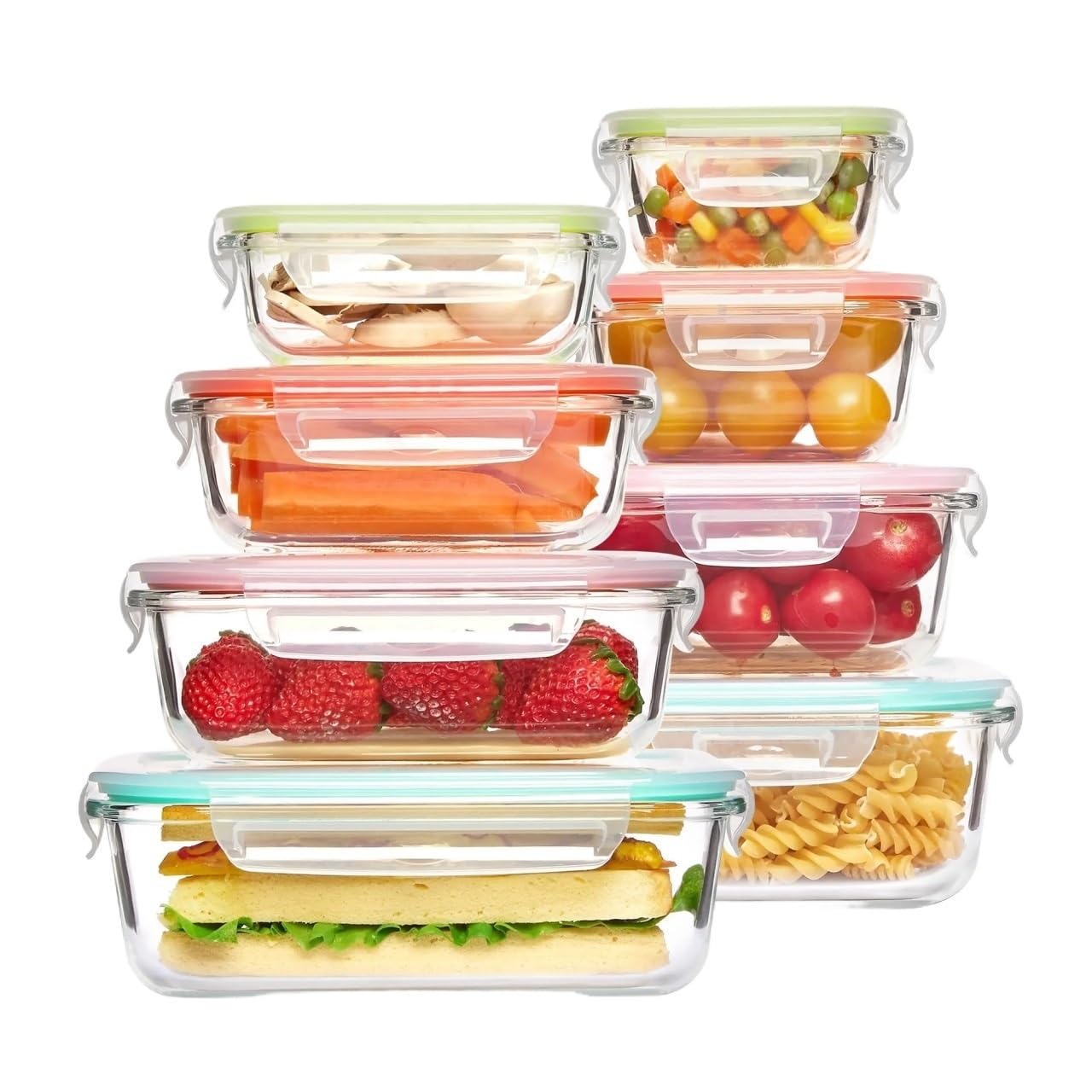 Szklane pudełko na lunch pojemniki do przechowywania żywności, przygotowywanie posiłków, hermetyczne bento, do kuchenki mikrofalowej, piekarnika, zamrażarki i zmywarki