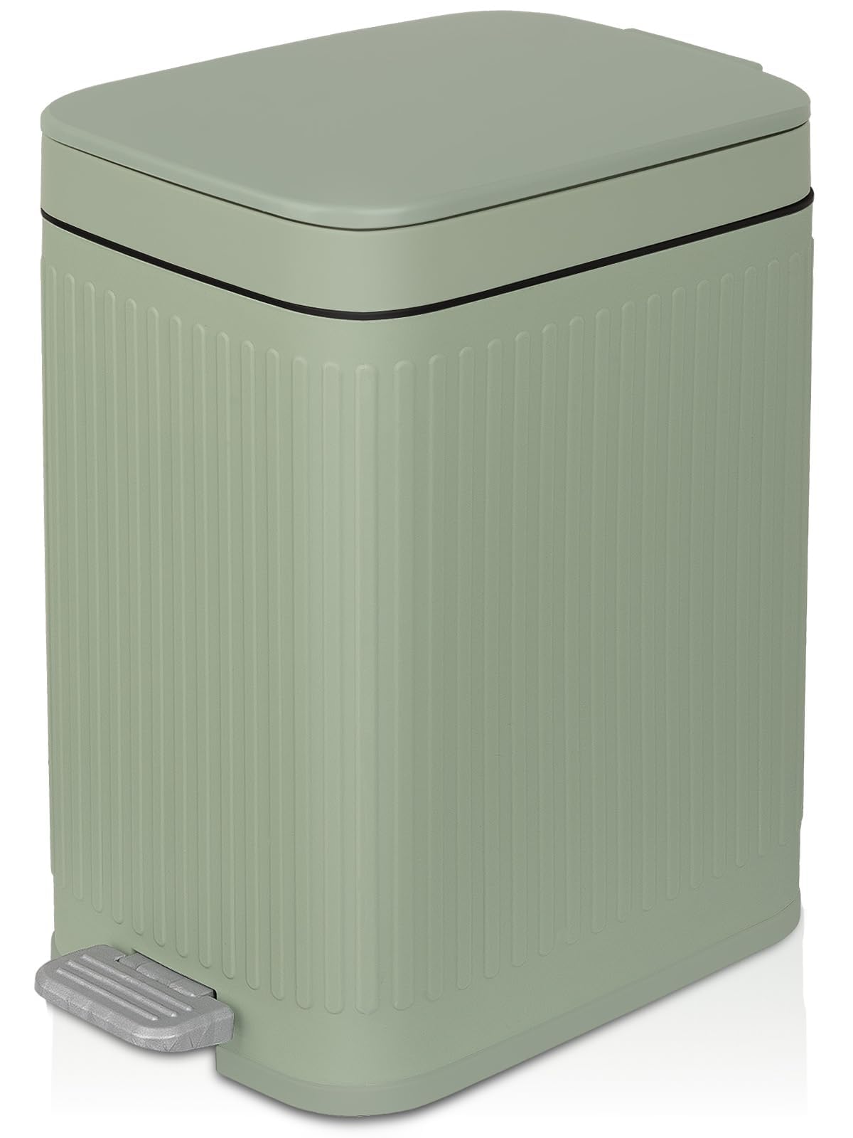 Photo 1 of rejomiik Small Bathroom Trash Can with Lid Slim Soft Close Garbage Can Step Wastebasket Container Trash Bin for Office Bedroom Kitchen Living Room (1.9 Gallon Light Green)