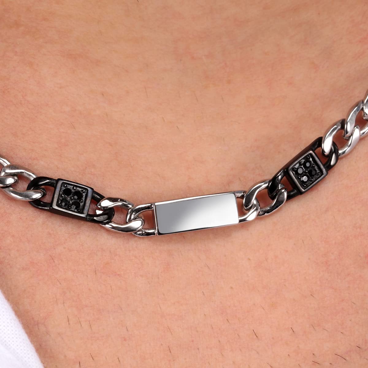 Morellato Collana da uomo, collezione CATENE, in acciaio, PVD nero, pietra - SATX01