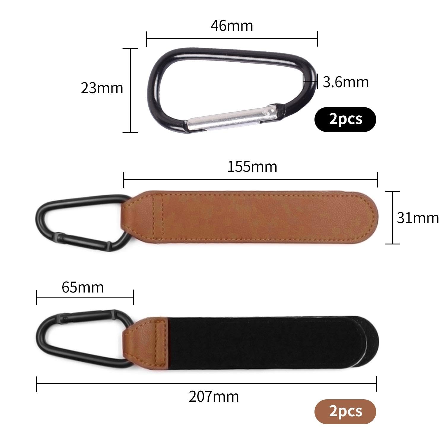 2 Pieces of Stroller Hooks and 2 Pieces of Carabiners, Stroller Accessories, Stroller Hooks, Stroller Clips, D-Shaped Hooks, Luggage and Backpack Hooks, Multifunctional Hooks - Image 2