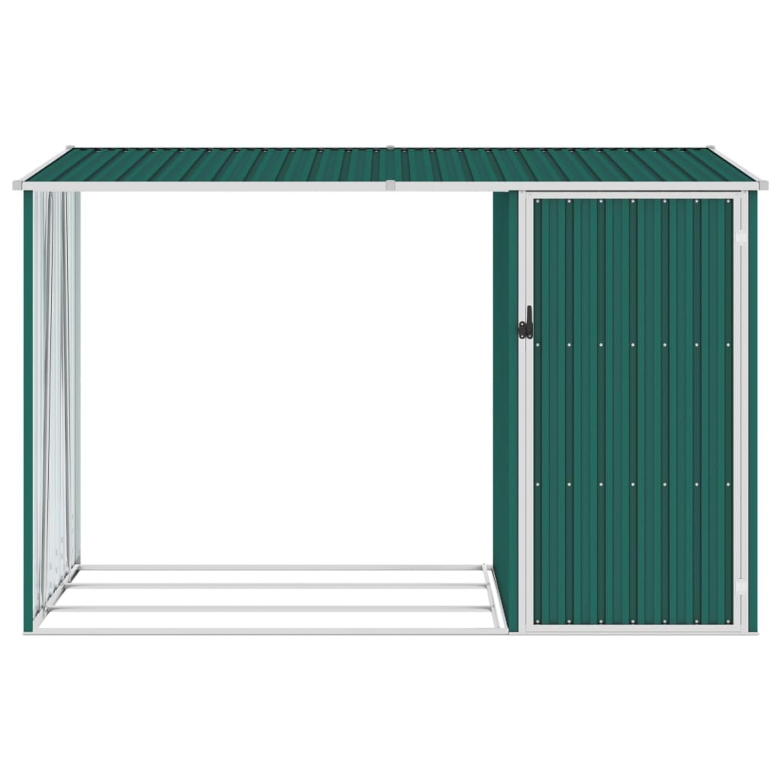 Gecheer Gartenlagerung Grün Stahlregal Schuppen Outdoor-Organisation für Werkzeuge Brennholz
